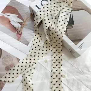 Women Narrow Long Scarf 130x4.5cm Polka Dot Tie Bag Ribbon Headband Choker Streamer Lady Versatile Decorate Fashion Accessories