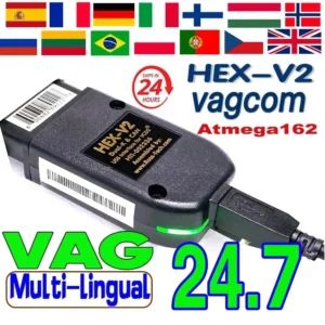 2025 For VAG COM HEX-V2 Scanner OBD2 Diagnostic Tool Cable V24.7 Multi-Language HEX V2 Wesheu VAG COM For Audi SKODA VW Car