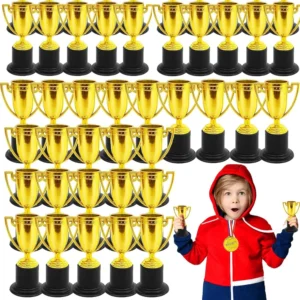 6/12Pcs Plastic Gold Trophy Prizes Kids Birthday Party Favors Kindergarten Celebration Party Rewards Pinata Easter Party Fillers