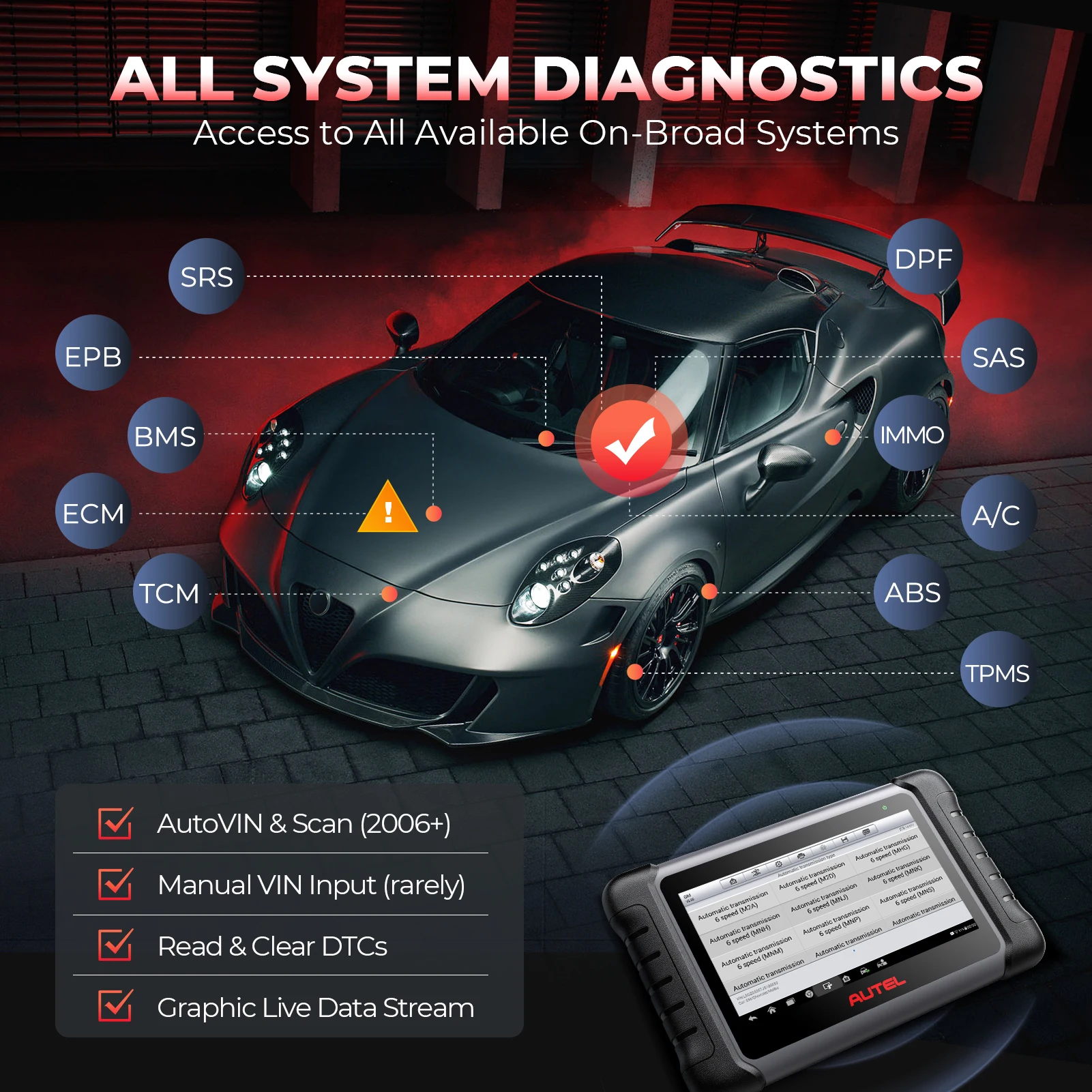 Diagnostic Tools Autel MK808S Car Diagnosis Bi-Directional Control Automotive Scanner PK MX808S MK808BT PRO