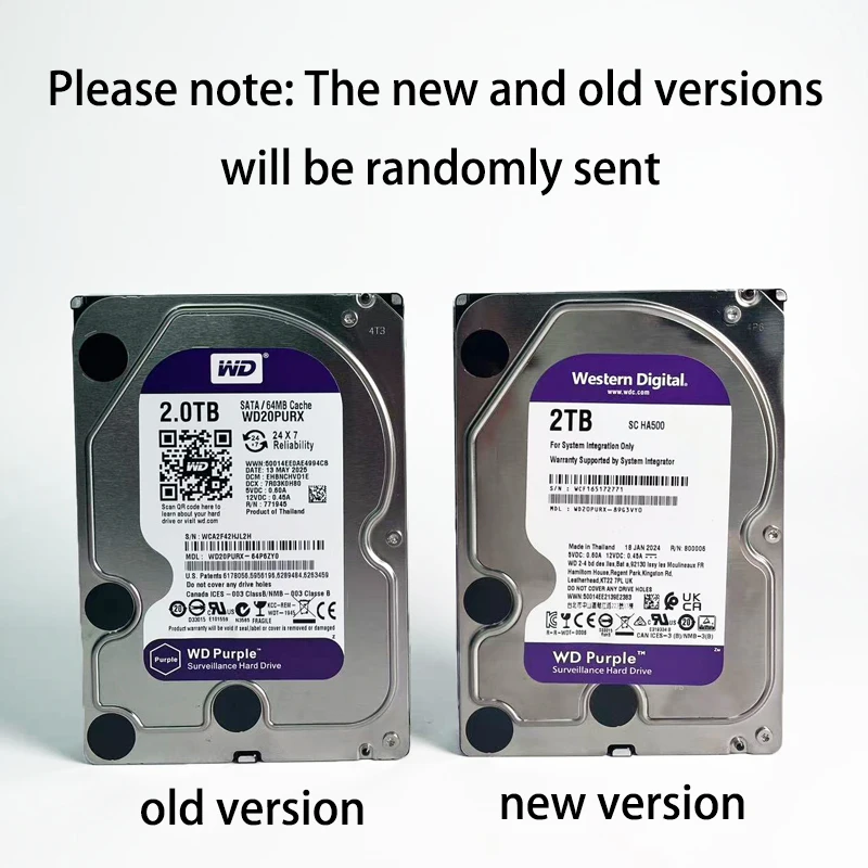 Western Digital 4TB 3TB 2TB 1TB WD Purple Surveillance Internal Hard Drive HDD - SATA 6 Gb/s, 64 MB Cache, 3.5" 1TB-WD10EJRX