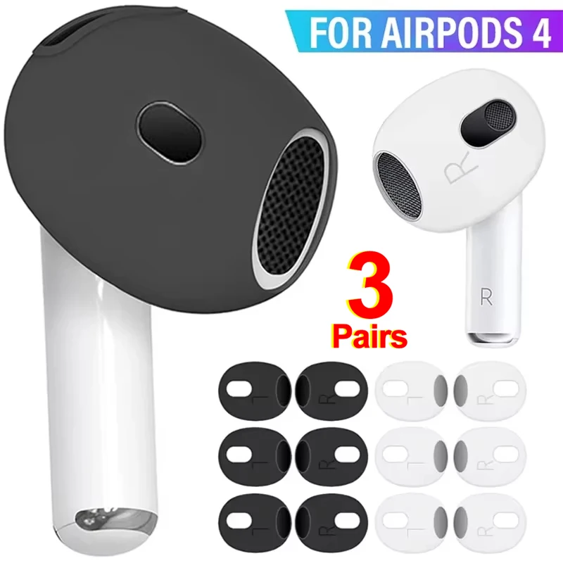 3 Pair Silicone Eartips For Apple AirPods 4 Replacement Ultra Thin Rubber Earbuds Ear Tips For Airpod 4 Anti-Slip Earphone Cover