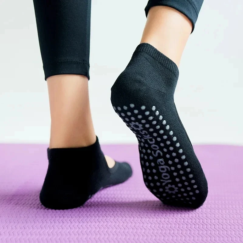 High Quality Women Yoga Socks Anti-Slip Breathable Backless Pilates Socks Ankle Ladies Ballet Dance Sports Socks for Fitness Gym