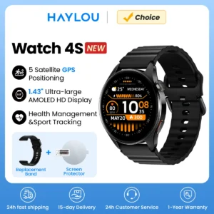 HAYLOU Watch 4S(HF012) GPS Smartwatch 1.43” HD AMOLED 5 Satellite GPS Positioning 120+ Workout Modes Sport Fitness Smart Watch