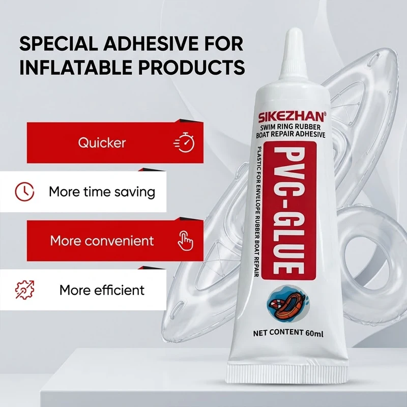 PVC Glue Inflatable Boat Swim Ring Repair Adhesive Waterproof Sealant for Air Mattress Kayak Pool Dinghy Care 60ml - SIKEZHAN