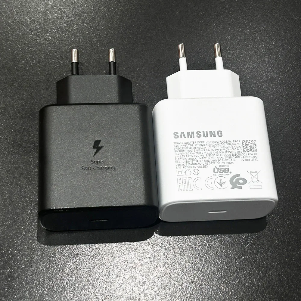 Samsung 45W PD Charger Super Fast Charging For Galaxy S25 Ultra Plus FE S24 S23 S22 A56 A55 A36 A17 EU Adapter 5A Type C Cable