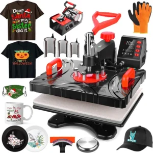 Mini 5in1 8in1 Heat Press Machine 29*38cm Manual for T-shirt Cap Mug Garment & Combo Sublimation Logo Printing 110V