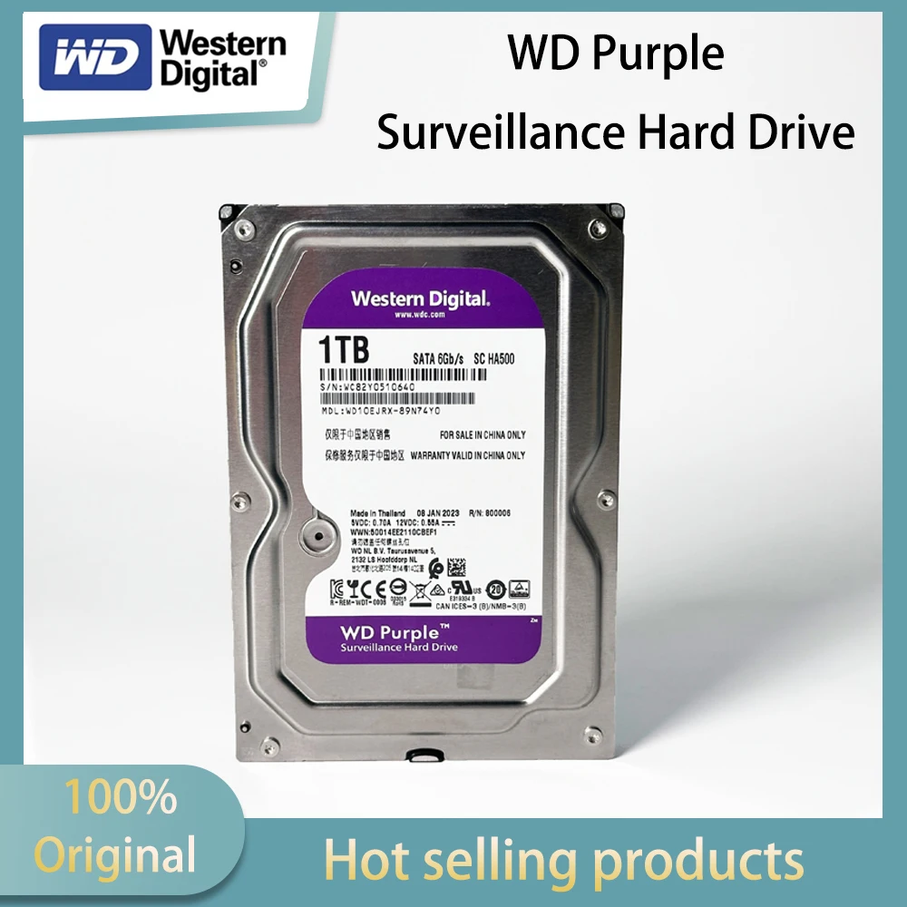 Western Digital 4TB 3TB 2TB 1TB WD Purple Surveillance Internal Hard Drive HDD - SATA 6 Gb/s, 64 MB Cache, 3.5" 1TB-WD10EJRX