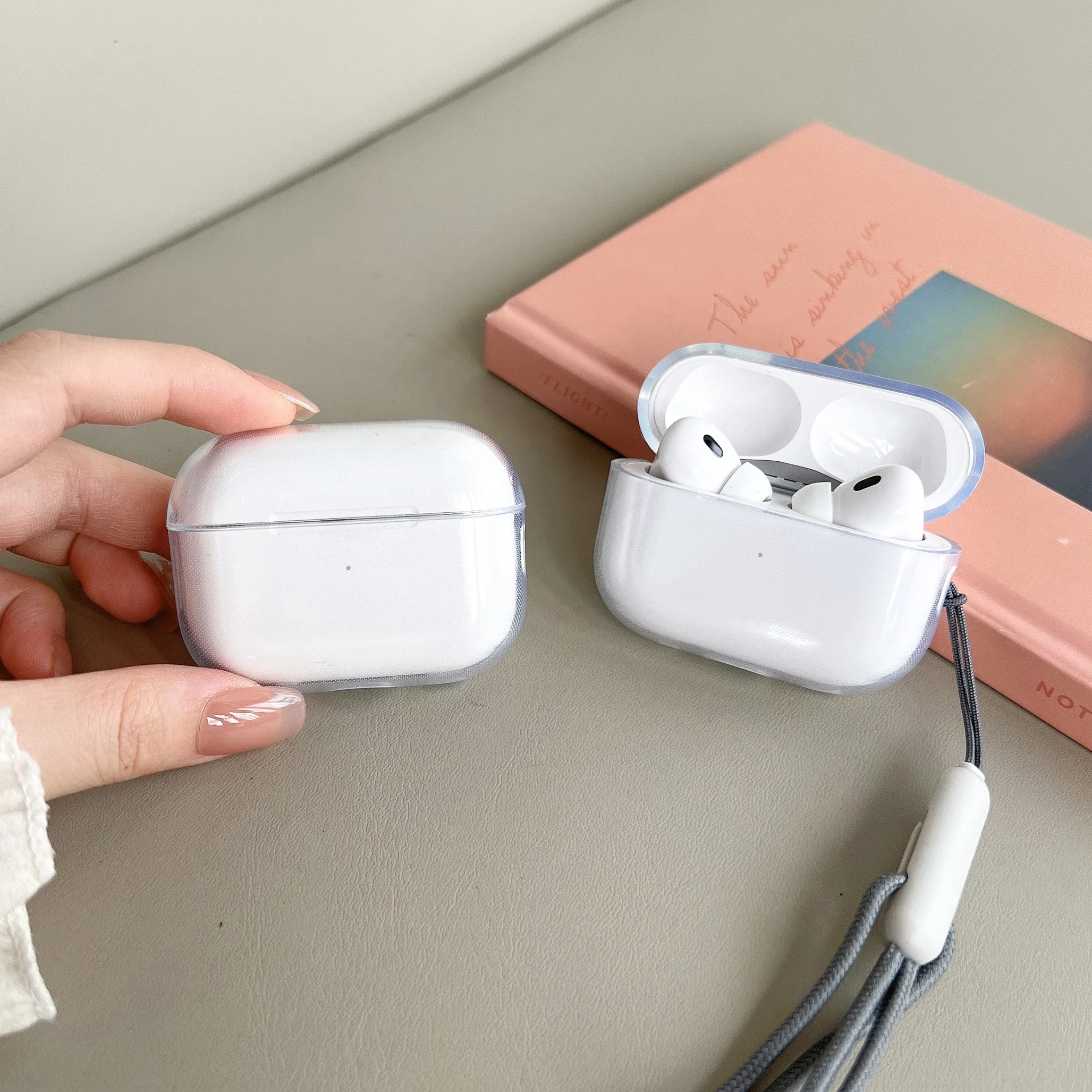 Clear Soft TPU Earphone Case for Airpods 4 3 2 1 Pro Pro2 Shockproof with Lanyard Strap for Airpods 4 Charging Case Cover