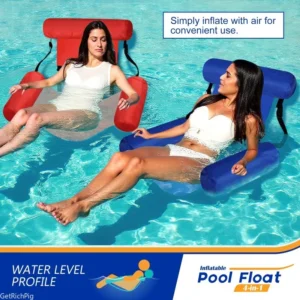 Foldable Floating Water Hammock Float Lounger Inflatable Pool Mat Floating Recliner Bed Swimming Air Mattress Pool Accessories
