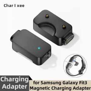 Magnetic Charging Adapter Built-in Keychain Blue Indicator Light Portable Charger Connector For Samsung Galaxy Fit3 Smart Watch