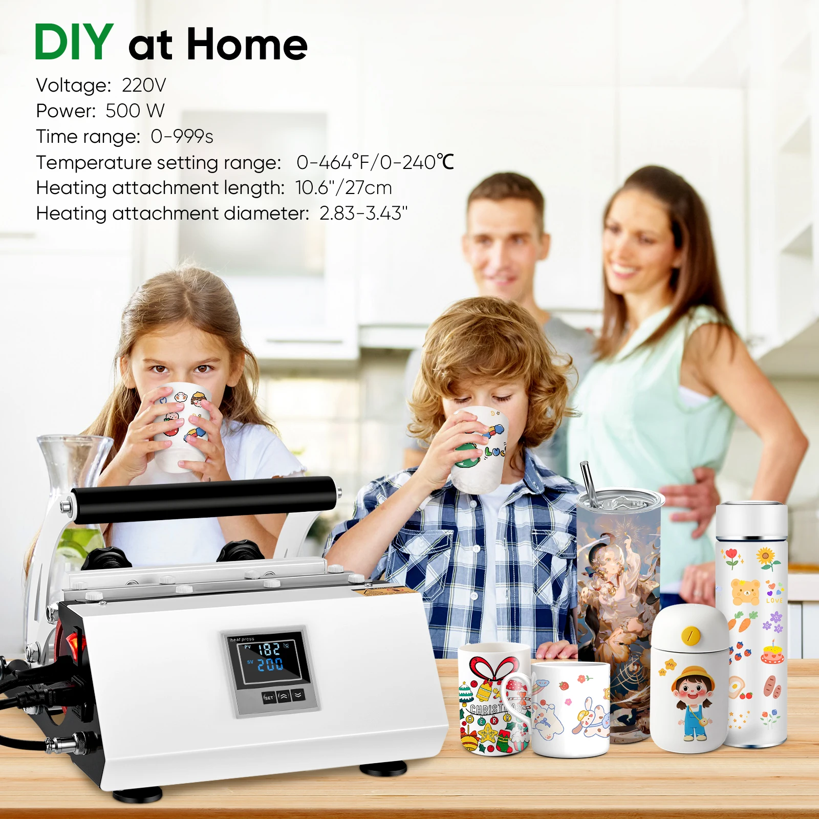 10Oz to 30Oz Cup Tumbler Heat Press Touchscreen DIY Gift Ceramic Mug Heat Presser Sublimation Transfer Auto Printing Machine