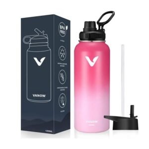 VANOW 1.2L Leak Proof Water Bottle Stainless Steel Double Wall with Straw